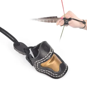 Elong Soft Leather & Brass Thumb Armor Archery Thumb Ring for Traditional Recurve Bow Finger Guard Protector