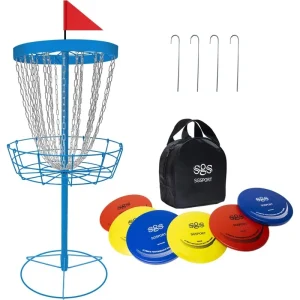 Portable Disc Golf Target with Heavy Duty 24-Chains Disc Golf Course Basket, Come with 6pc