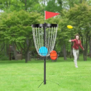 2pcs 24-Chain Disc Golf Basket with Discs and Carrying Bag Heavy Duty